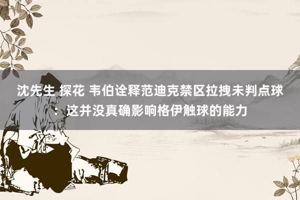 沈先生 探花 韦伯诠释范迪克禁区拉拽未判点球：这并没真确影响格伊触球的能力