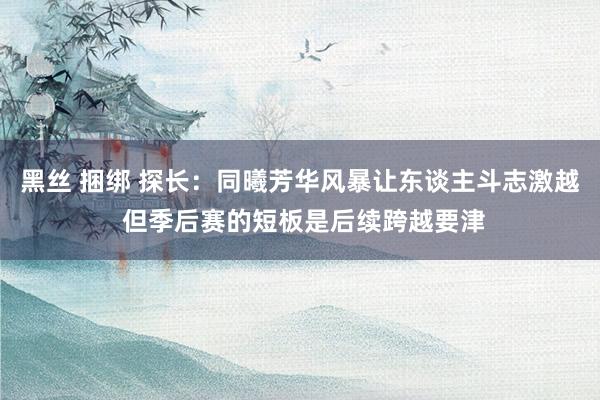黑丝 捆绑 探长：同曦芳华风暴让东谈主斗志激越 但季后赛的短板是后续跨越要津